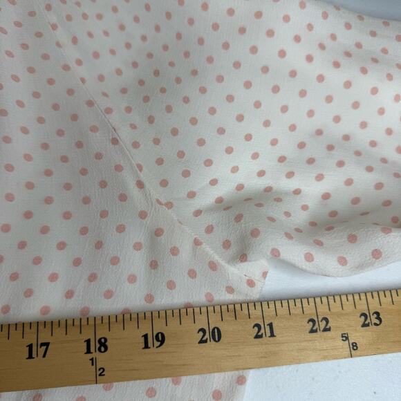 FREE PEOPLE Love Street Pink Ivory Polka Dot Long Sleeve Top Size L - Picture 13 of 15